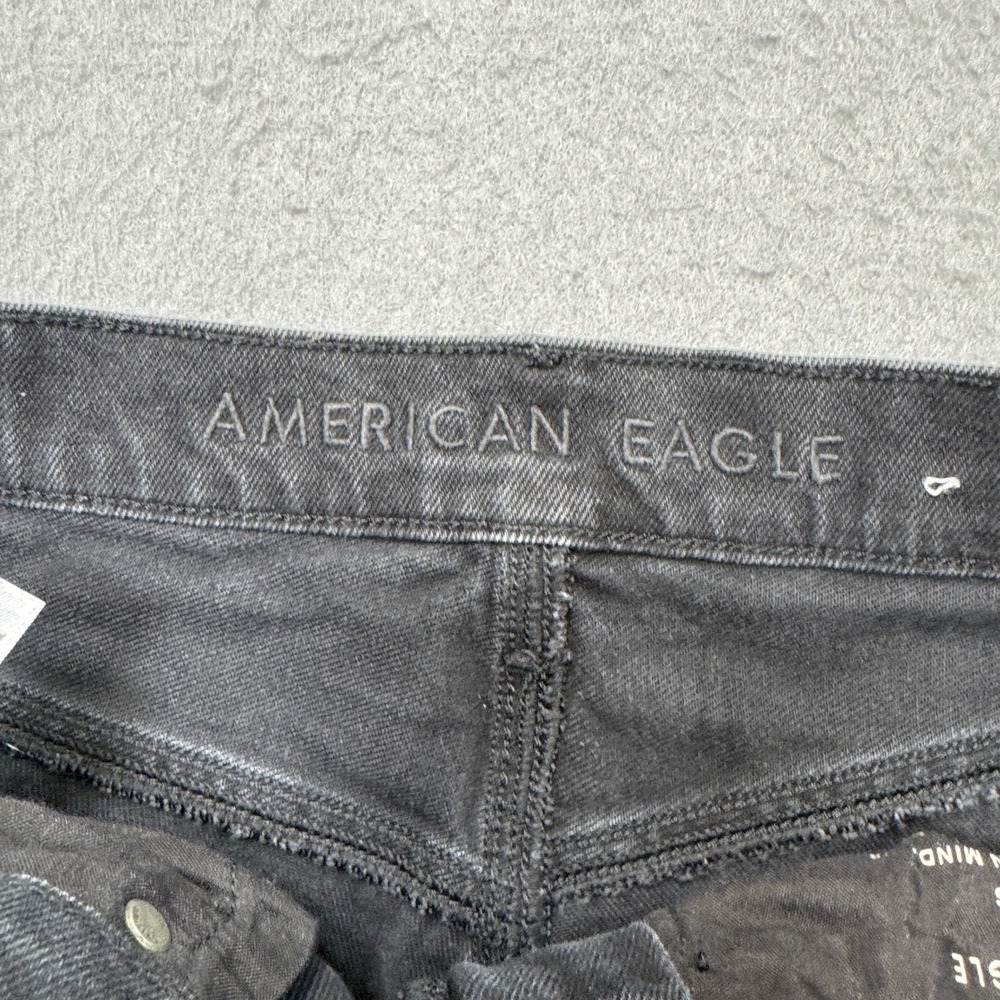 American Eagle Jeans Women's 6 Black Faded Wide Leg High Rise Baggy Streetwear - Picture 7 of 8